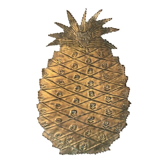Pineapple-Shaped Brass Platter Metal Design Decorative - Picture 5 of 9